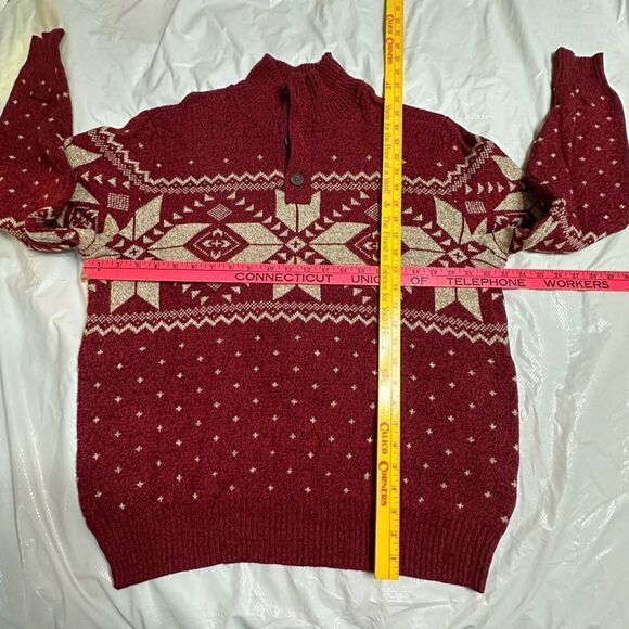 American Eagle Red Fair Isle 1/4 button pullover sweater size Large NWOT - Picture 6 of 7